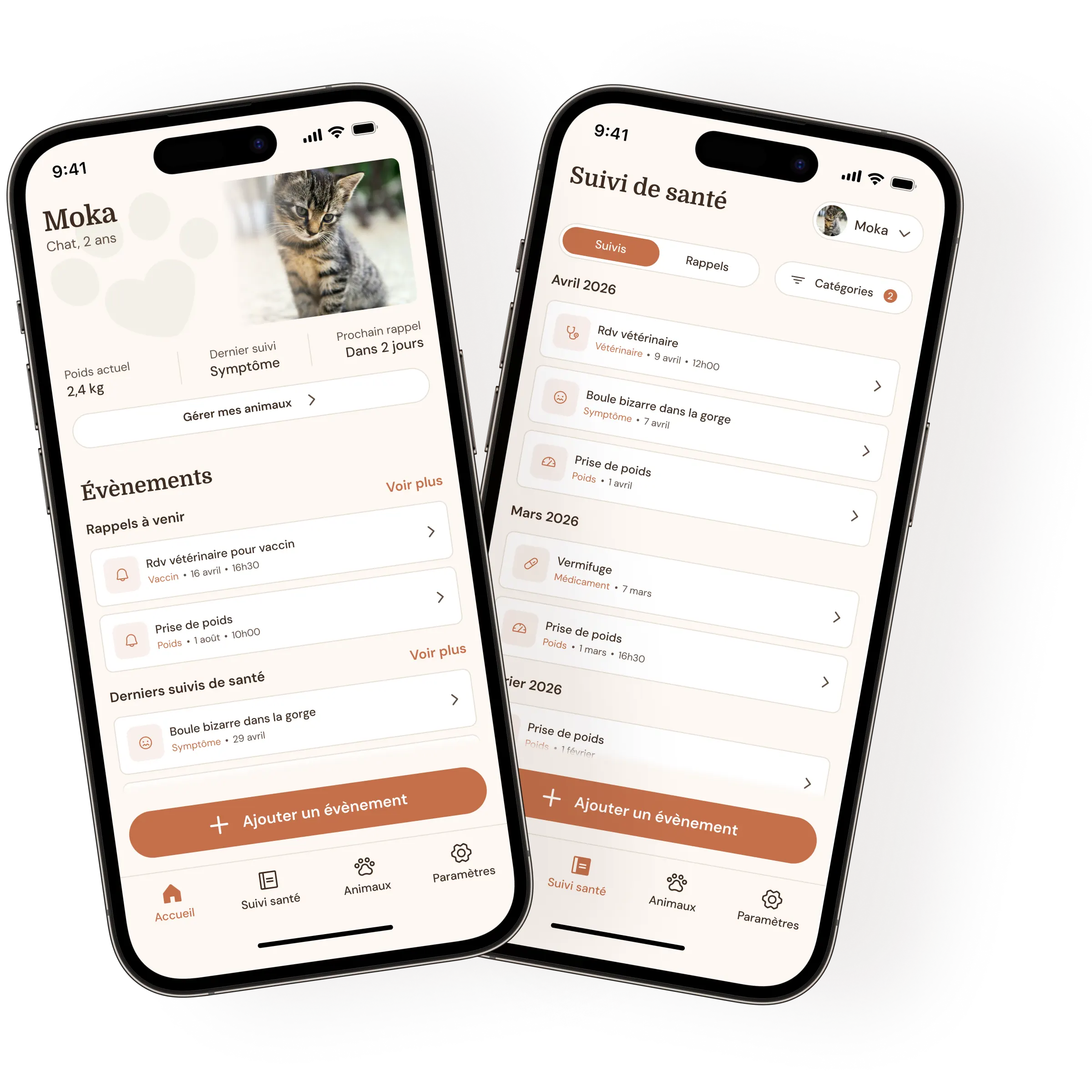 Captures d'écran de l'application mobile Papatte sous forme de mockup